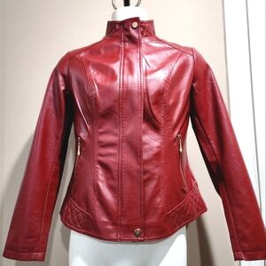 NWOT Jon & Anna Faux Leather Zip Front Scuba Jacket Size Large